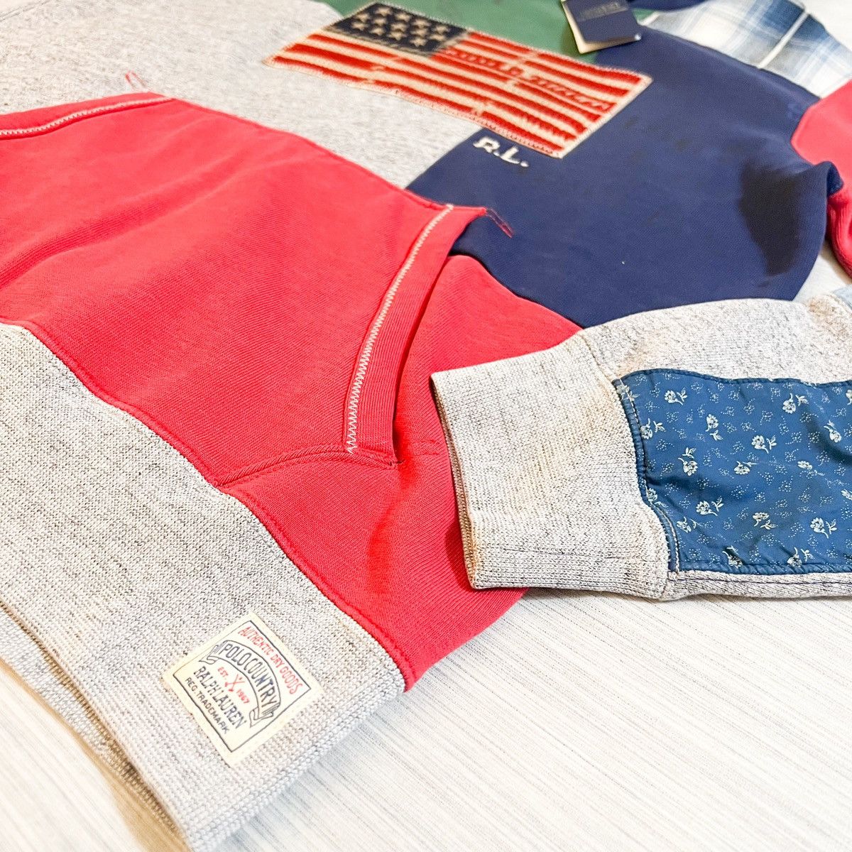 Polo Ralph Lauren Polo Ralph Lauren Patchwork pouch-pockets hoodie Americana Size US M / EU 48-50 / 2 - 8 Thumbnail