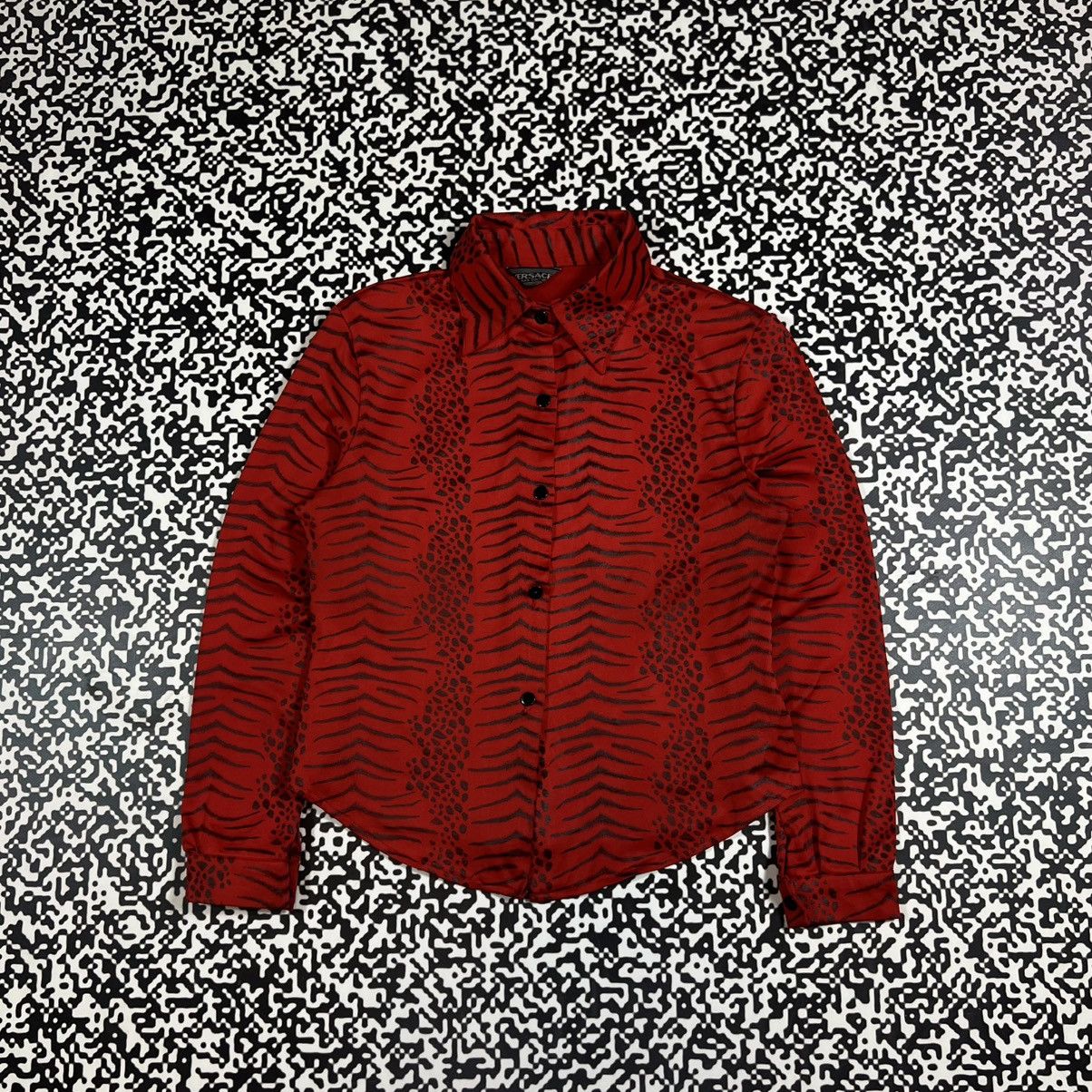 Versace Vintage 90s Versace Luxury Leopard Print Retro Style Shirt Size S / US 4 / IT 40 - 4 Thumbnail