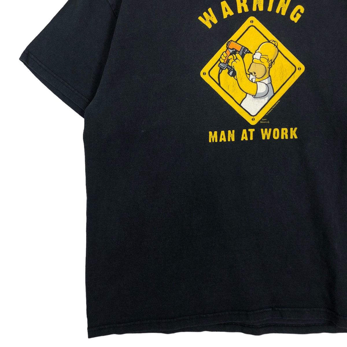 Cartoon Network 🔥Vintage The Simpson Warning Man At Work Big Logo Tee Size US M / EU 48-50 / 2 - 4 Thumbnail