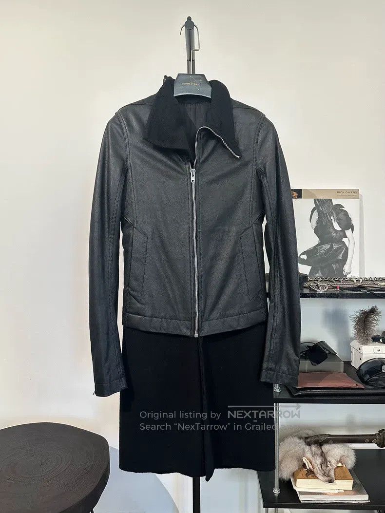 Rick Owens Rick Owens Cowhide and Wool Patchwork Mid-Length Wool Coat Size US S / EU 44-46 / 1 - 1 Thumbnail