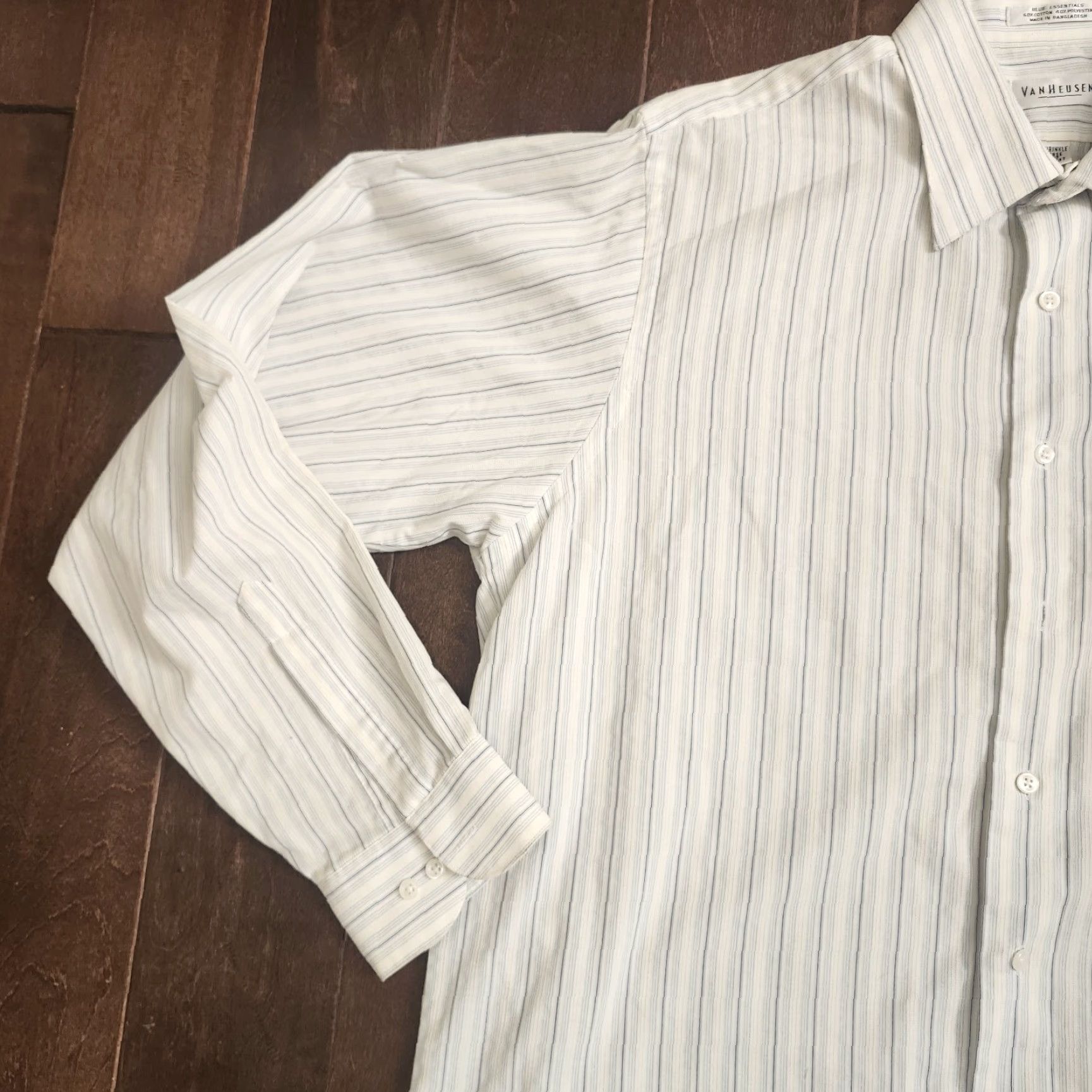 Van Heusen Van Heusen Mens Dress Shirt Striped Long Sleeve Button Up 17 36/37 Multicolor Regular Size 46R - 3 Thumbnail