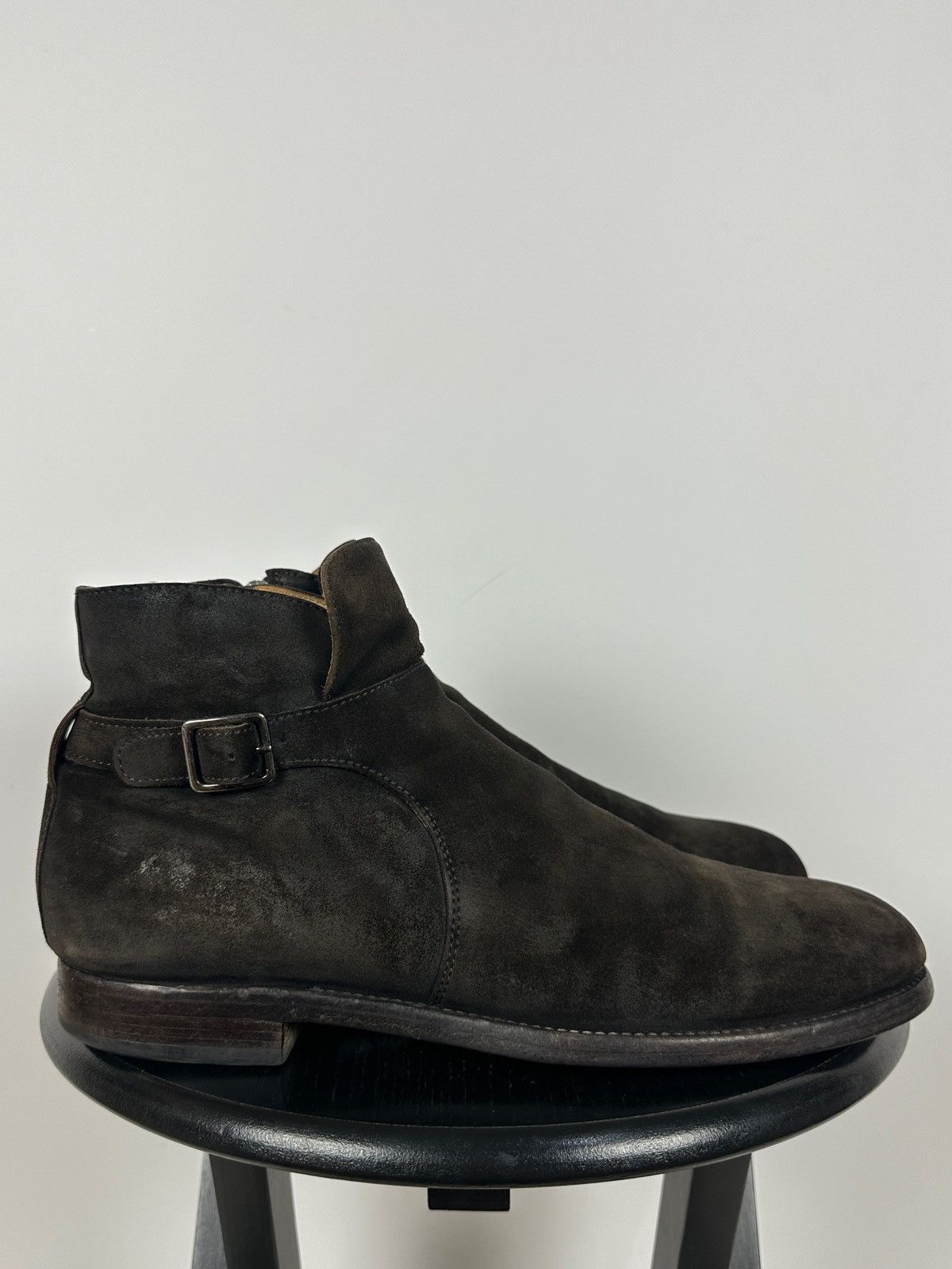 Officine Creative Officine Creative Brown Suede Biker Buckle Strap Boots Size US 10 / EU 43 - 1 Thumbnail