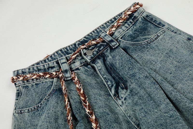 Vintage American retro washed drawstring scimitar jeans Size US 32 / EU 48 - 3 Thumbnail