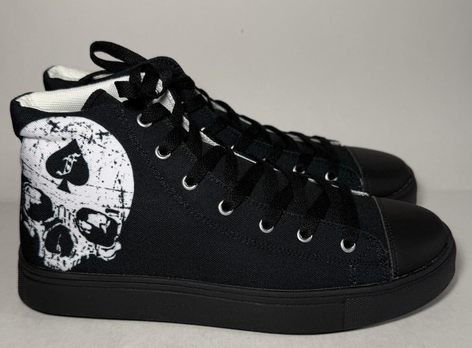 Other F8 Customs Skull Hightop Canvas Shoes Black MXDA17811 Size US 7.5 / EU 40-41 - 3 Thumbnail