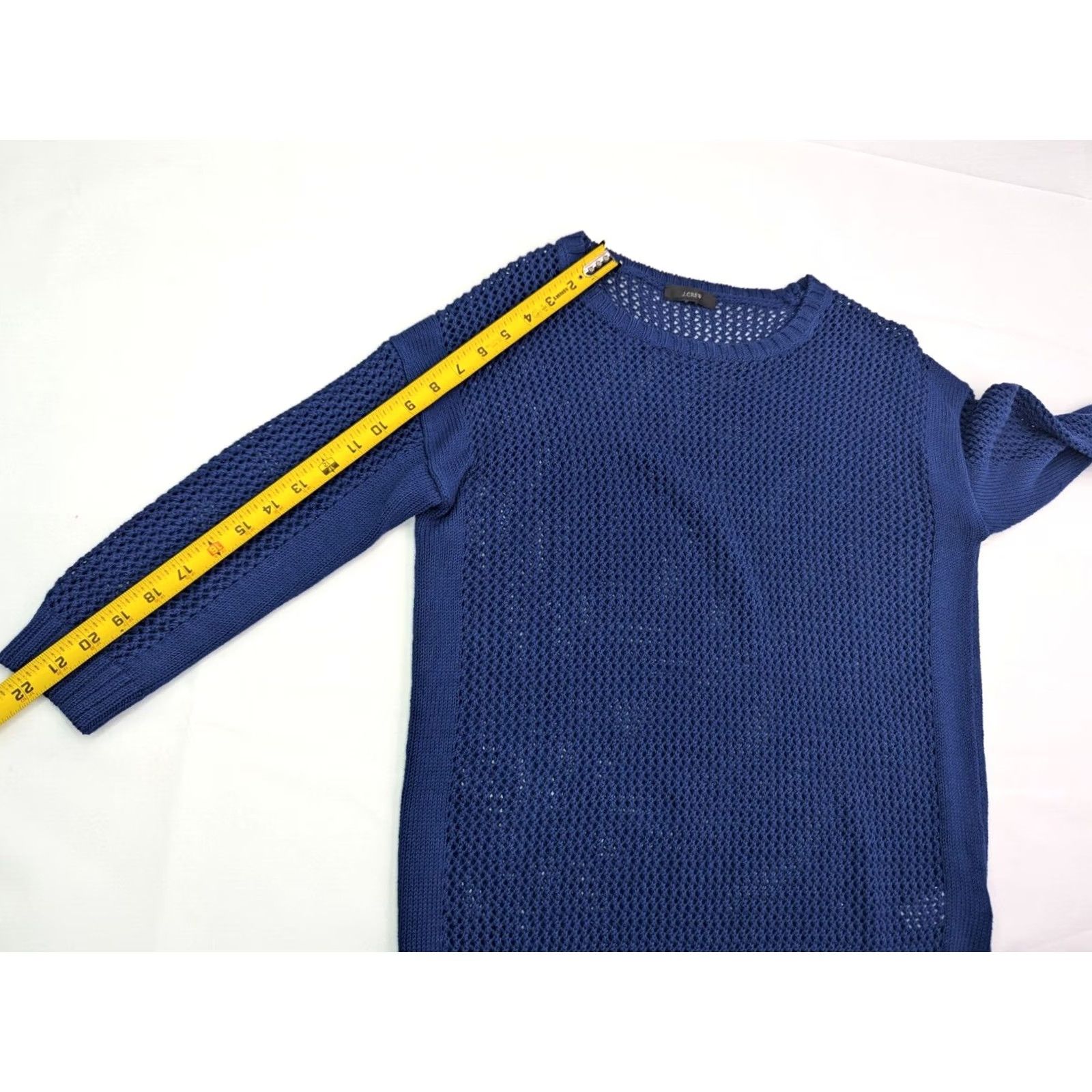 J.Crew J. Crew Sweater Navy Blue Cable-Knit Pullover Crew Neck 3/4 Sleeve 100% Cotton Women L Size L / US 10 / IT 46 - 7 Thumbnail