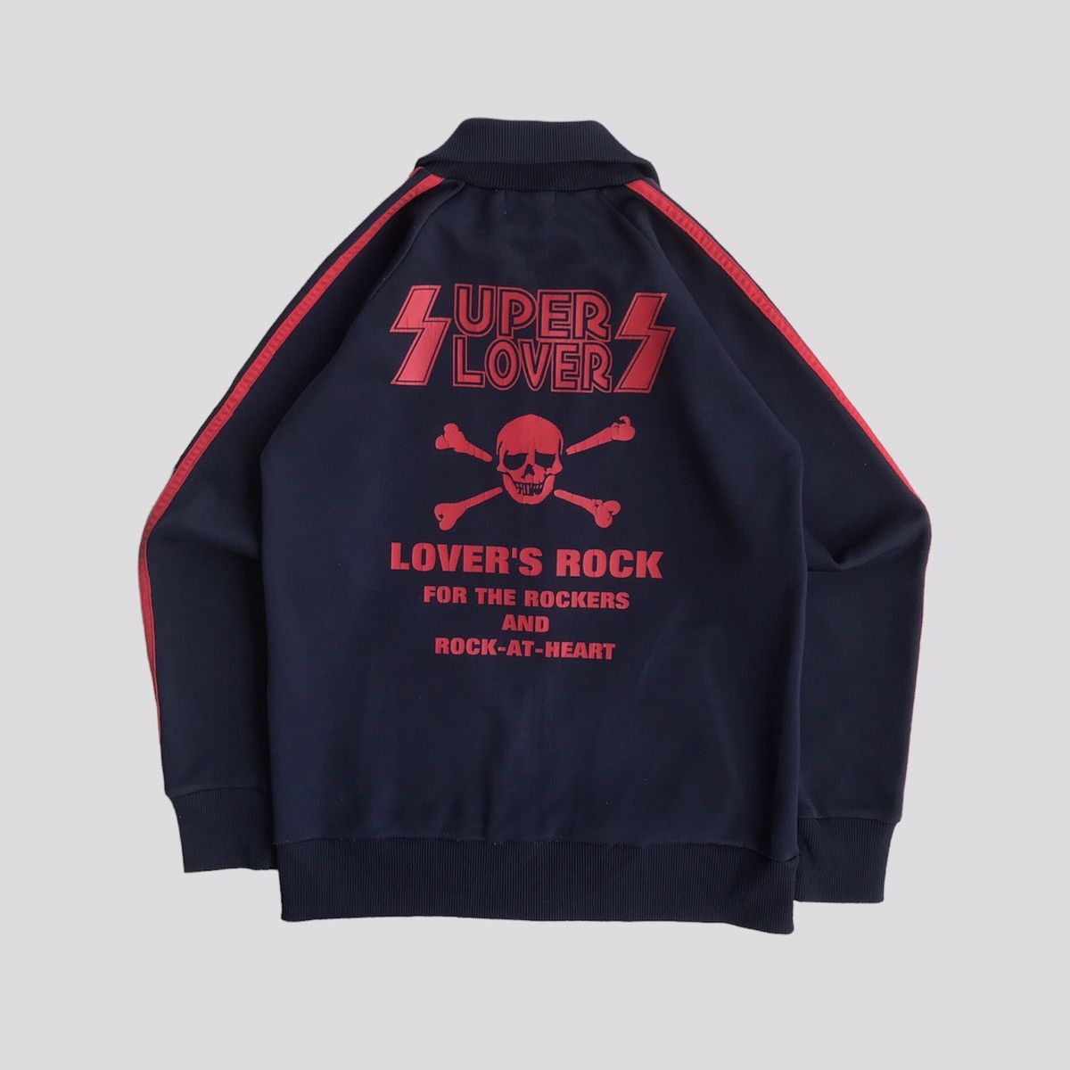 image of Hysteric Glamour x Lovers Rock 1990S Super Lovers Skull Tracktop in Navy, Men's (Size Medium)