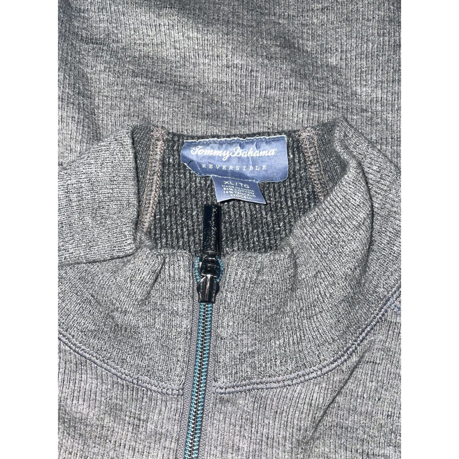 Tommy Bahama Tommy Bahama Reversible Cotton Blend Grey Half Zip Pullover Mens XL Pullover Sweater Gray Reversible Cotton Blend Mens XL Size US XL / EU 56 / 4 - 5 Thumbnail