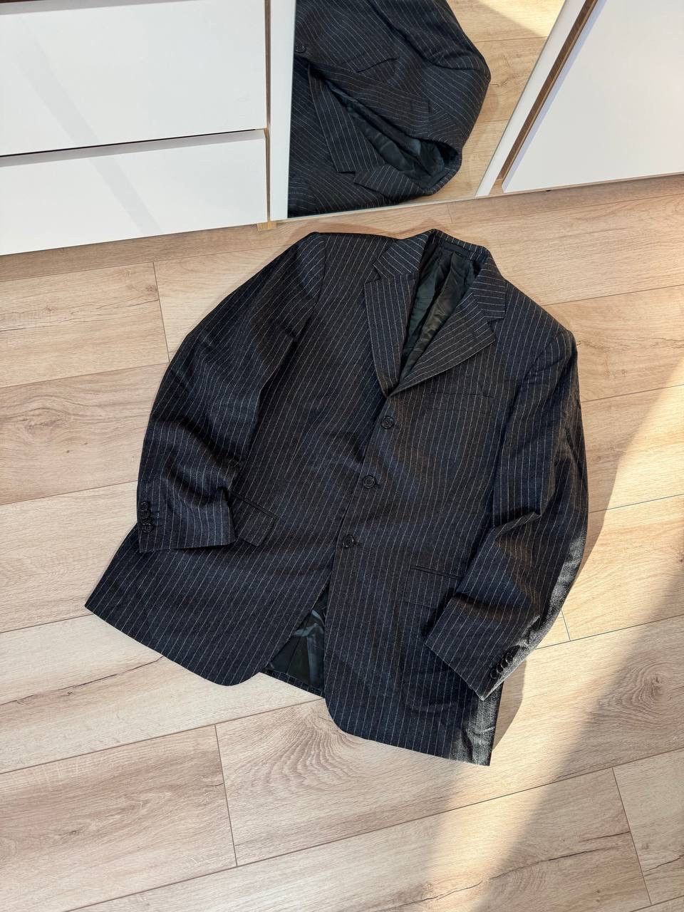 Boggi Boggi Milano Suit Size 54 Dark Gray Pinstripe Wool Suit Size 44L - 2 Thumbnail