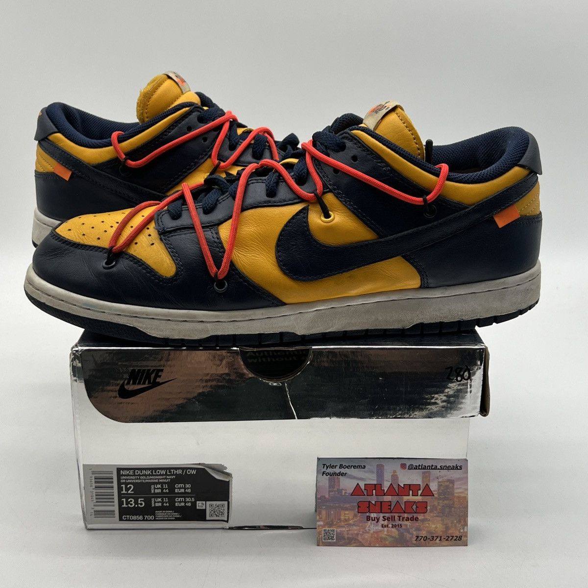 Off-white x nike dunk low university gold