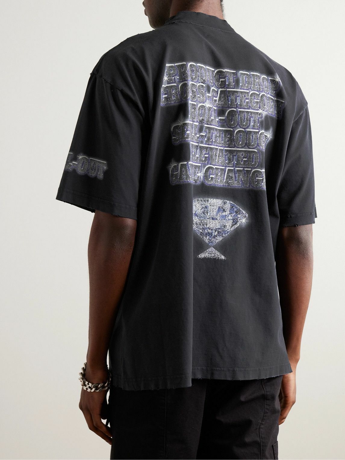 Balenciaga Washed Black Inside-Out SNBN Logo Oversized T-Shirt Size US L / EU 52-54 / 3 - 4 Thumbnail