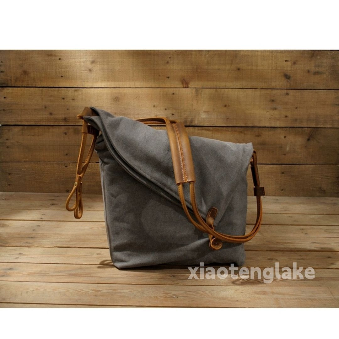 Designer × Leather washed faded cleanfit yuppie canvas outdoor bag Size ONE SIZE - 9 Thumbnail
