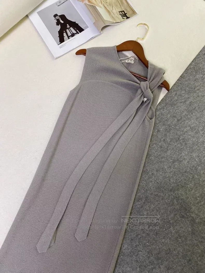 Hermes Hermes Alpaca wool sleeveless vest tie-waist fitted dress Size XXS / US 00 / IT 34 - 2 Thumbnail