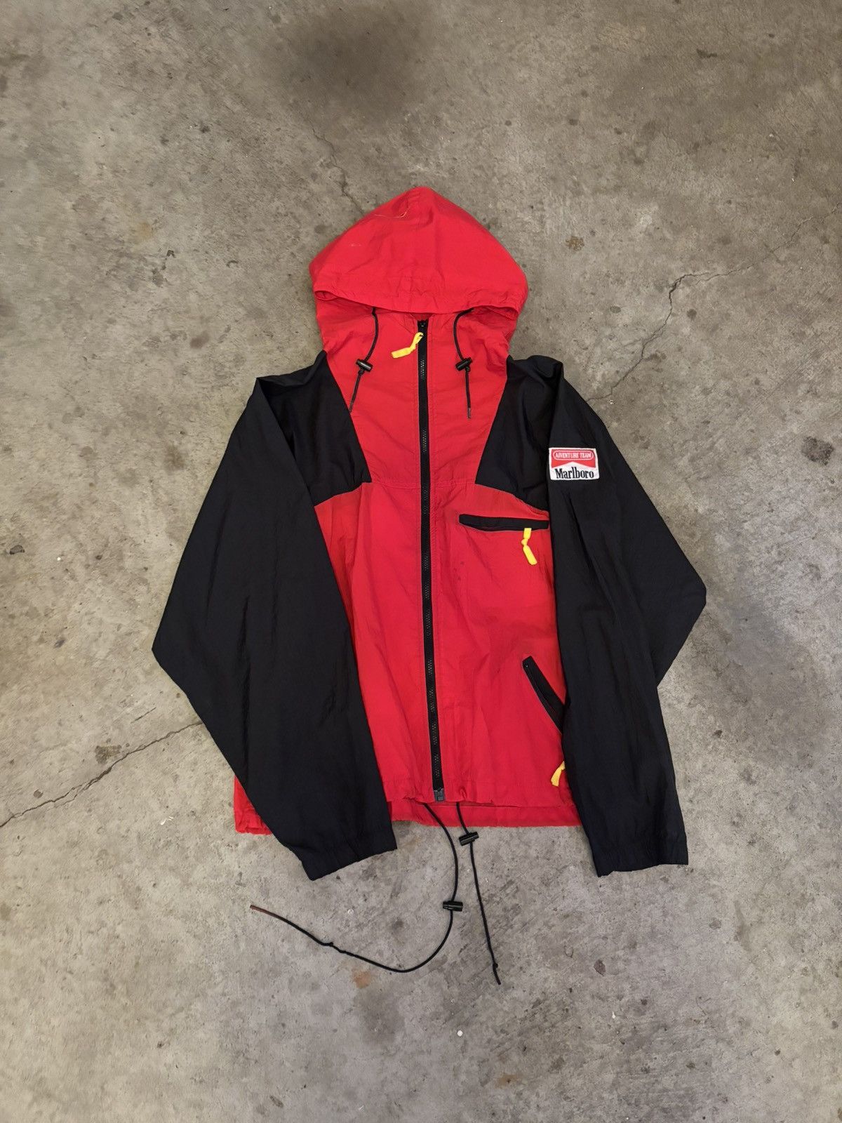 Vtg 90s outlet Marlboro Streetwear Mens XL Black/Red Hooded Parka/heavy duty jacket