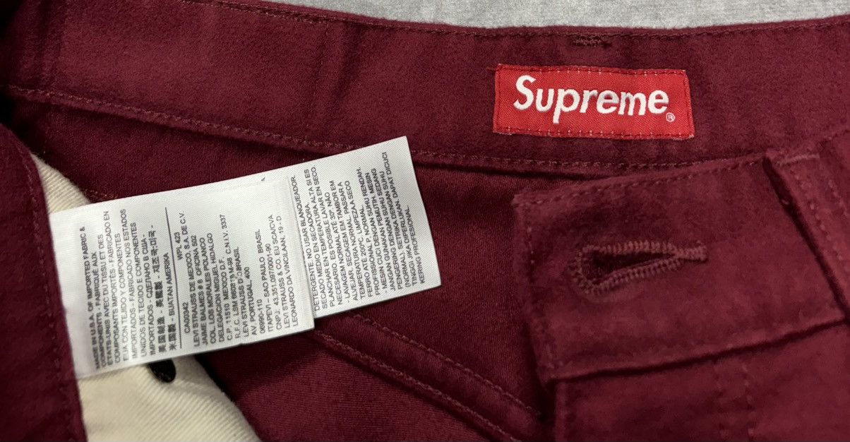 Levi's × Supreme Supreme Levi’s Moleskin 505 Jeans Burgundy (FW15) Size US 30 / EU 46 - 3 Thumbnail