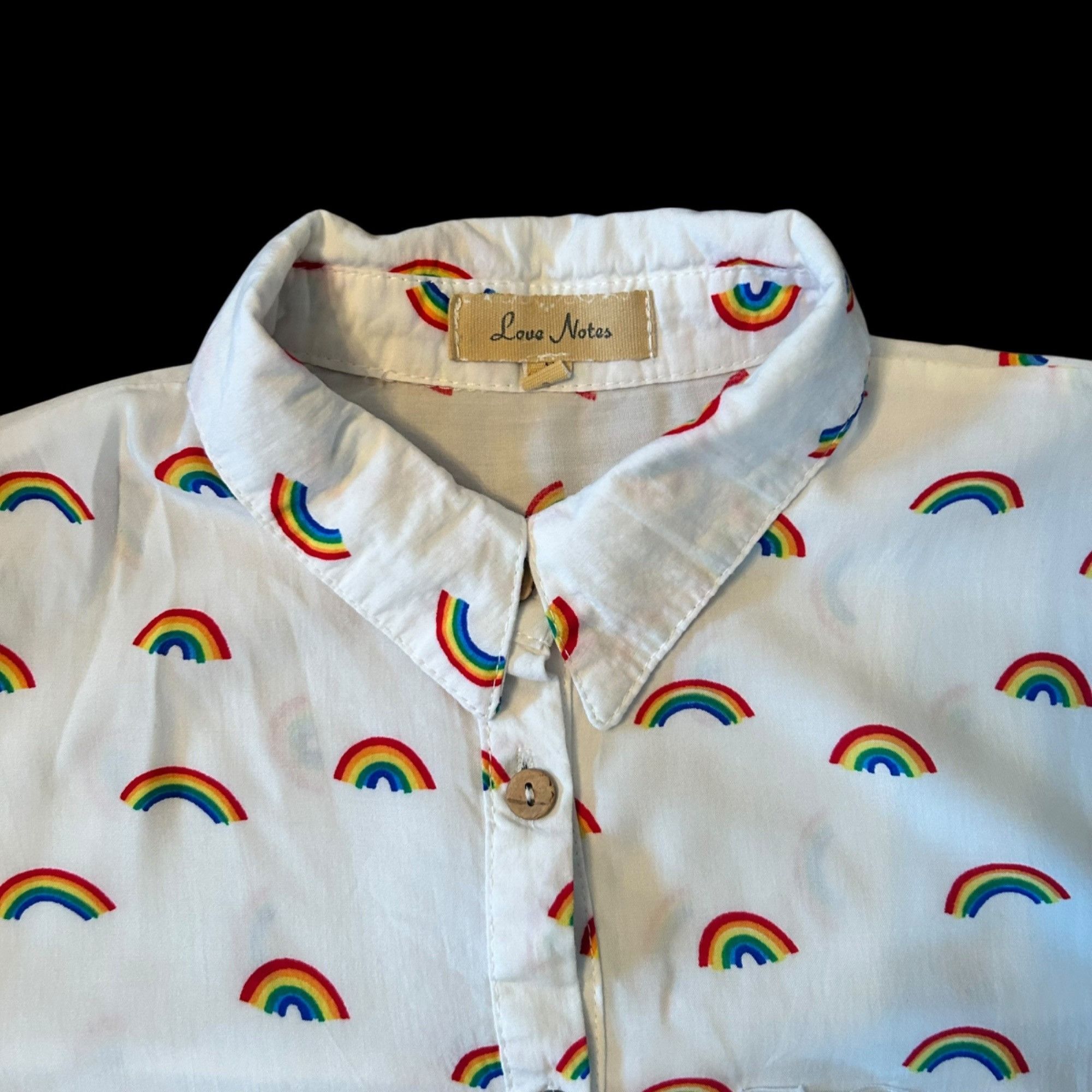 Other Love Notes Novelty Rainbow Print Semi Cropped Button Up Shir Size S / US 4 / IT 40 - 2 Thumbnail