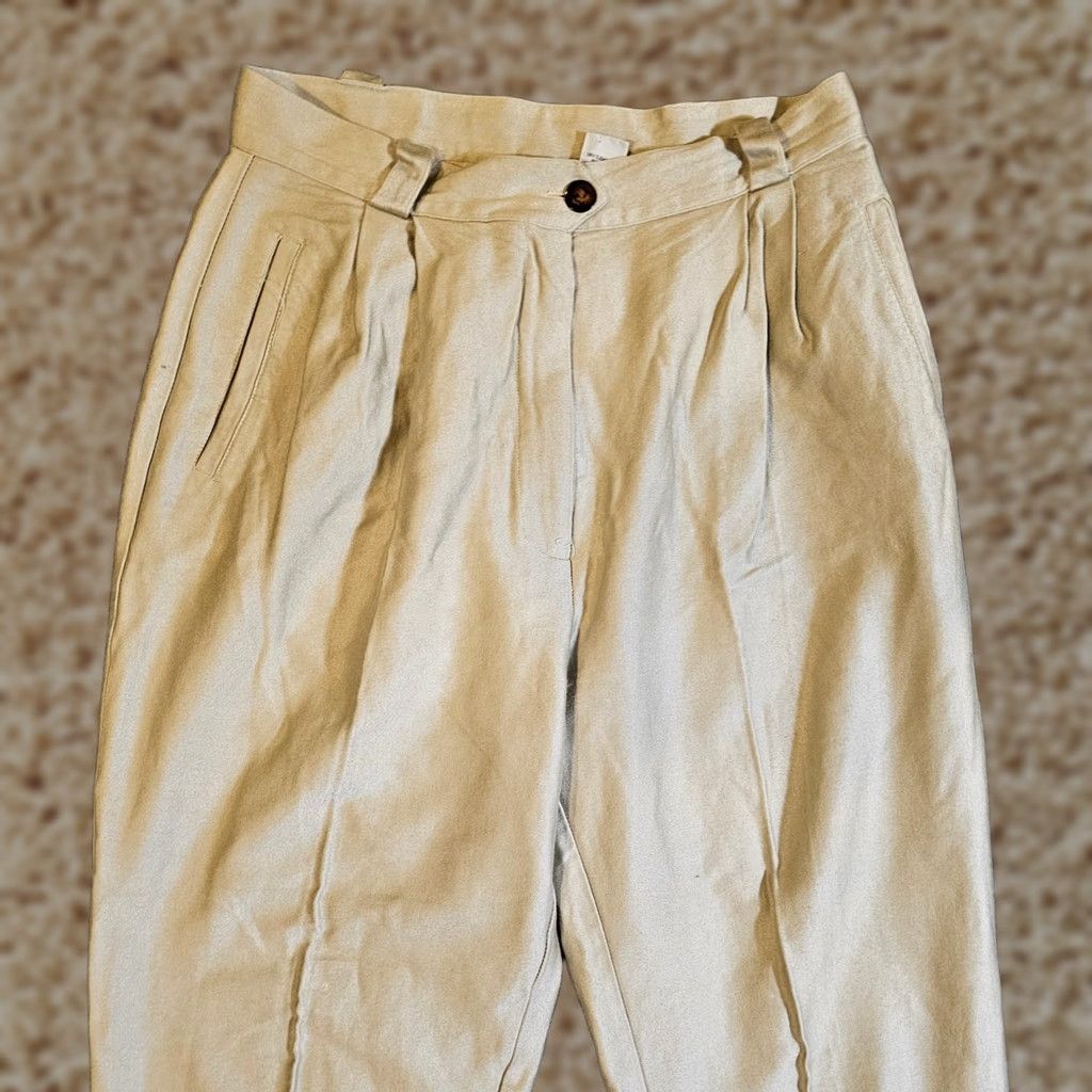 Express VINTAGE Express Pants Womens 12 Long Beige Faux Suede Stirrup High Rise 90s Size 34" / US 12 / IT 48 - 1 Thumbnail