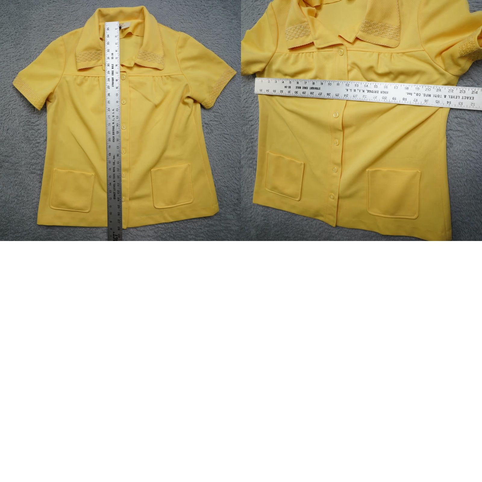 Vintage VINTAGE Marty Gutmacher Shirt Womens L Yellow 1960s Mod GoGo Short Sleeve Yellow Shirt Womens L 1960s Size L / US 10 / IT 46 - 8 Thumbnail