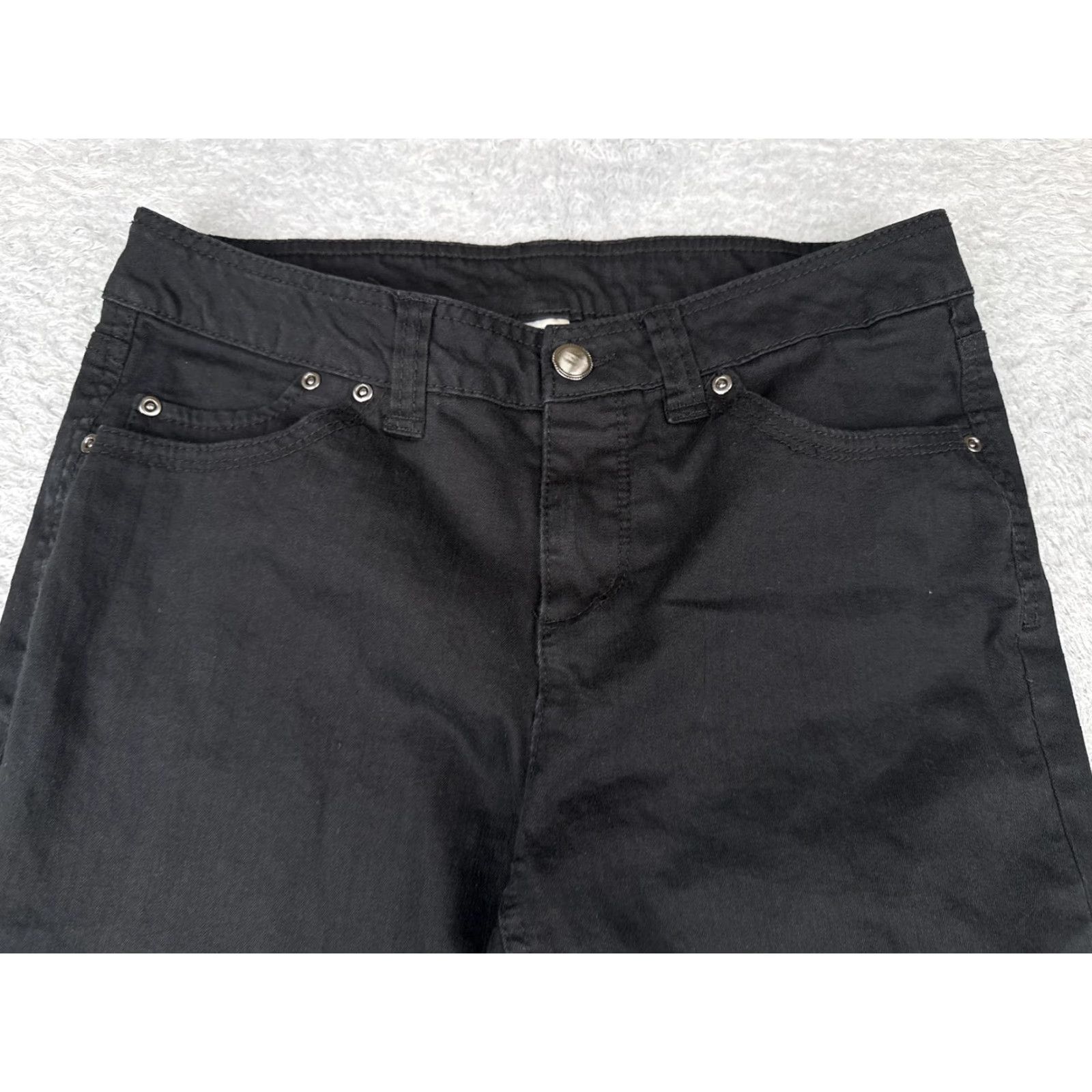 Denime Unbranded Jeans Women Size 8 Black Cropped Stretch Denim 5-Pocket Zip Fly Tapered Leg 90s USA Womens Size 30" / US 8 / IT 44 - 4 Thumbnail