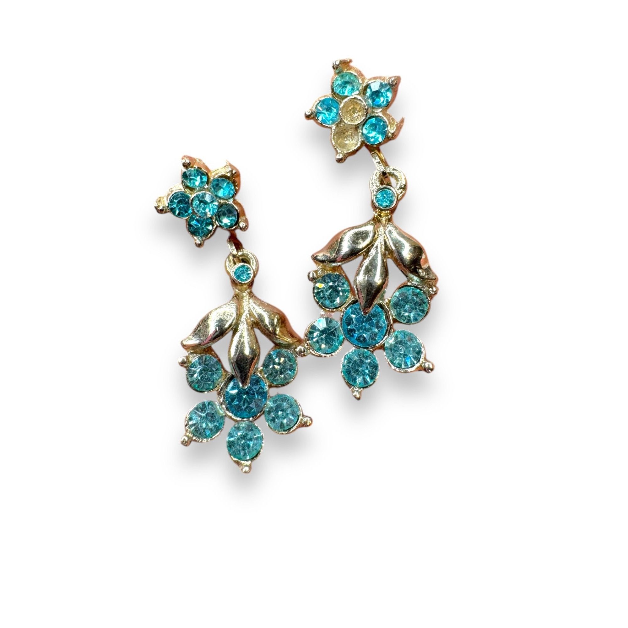 Vintage Vintage Blue Crystal Rhinestone & Faux Pearl Clip-On Earring Size ONE SIZE - 7 Thumbnail