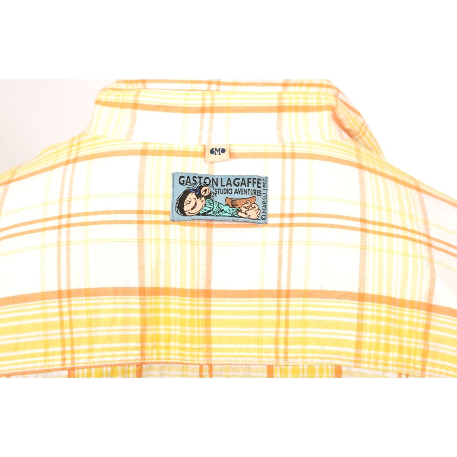 Vintage VINTAGE Gaston Lagaffe Button-Up Shirt, Yellow Check, Size M, 1997, DDP, Long Sleeve, 100% Cotton, Mens Size US M / EU 48-50 / 2 - 6 Thumbnail