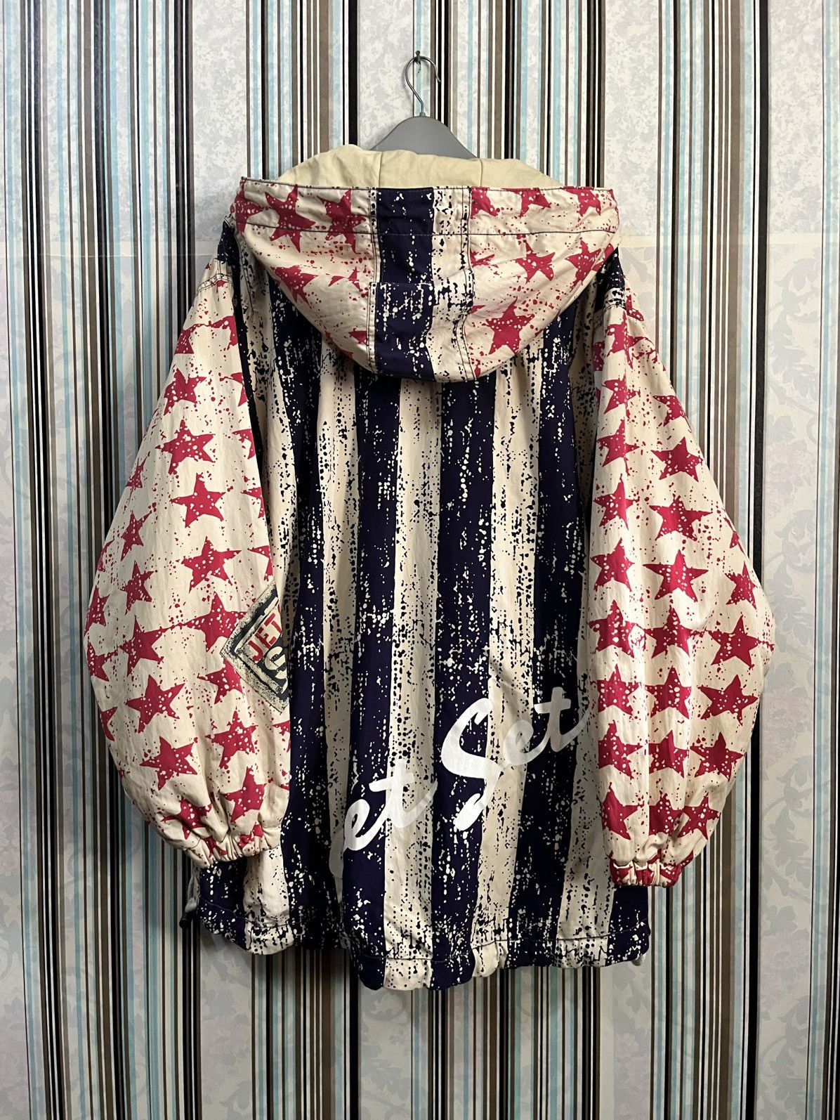 JET SET 1990s all over printed usa flag anorak #H2 Size US M / EU 48-50 / 2 - 3 Thumbnail