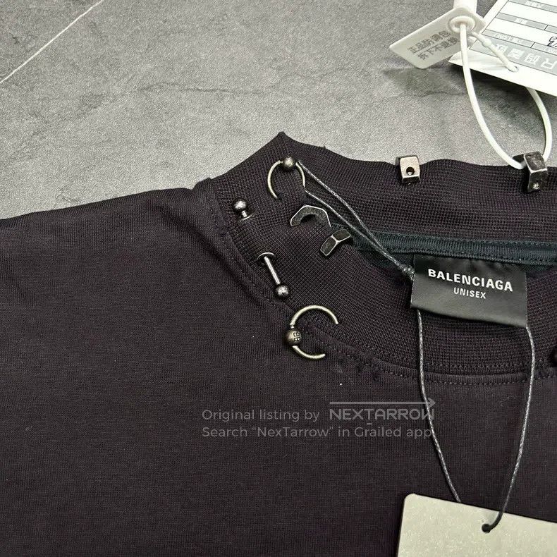 Balenciaga Balenciaga Washed Black Perforated Metal Collar Hole Short Size US S / EU 44-46 / 1 - 5 Thumbnail
