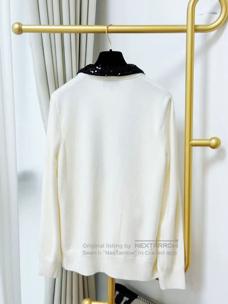 Chanel Chanel 23C white cashmere black sequin lapel knitted long- Size XS / US 0-2 / IT 36-38 - 5 Thumbnail