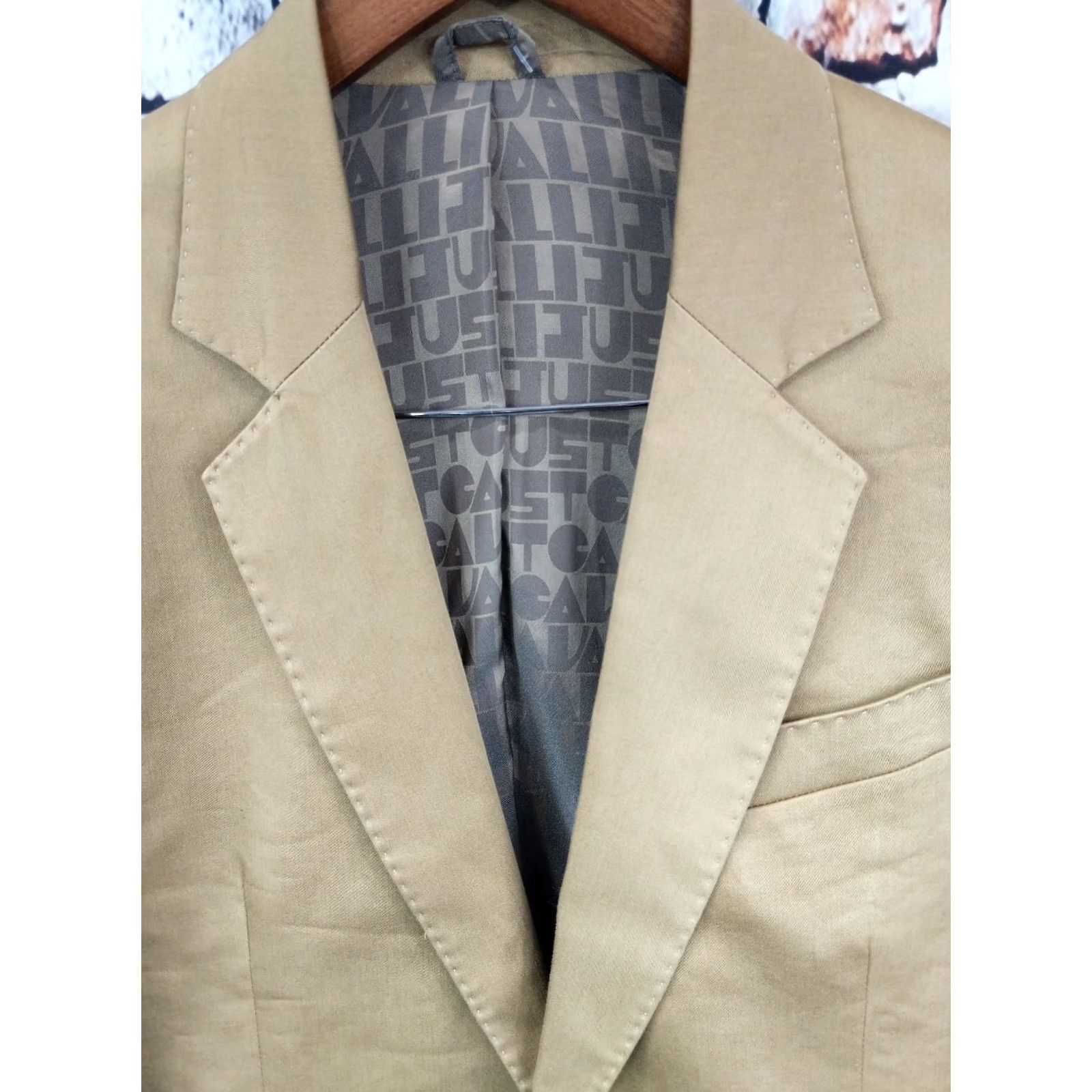 Just Cavalli JUST CAVALLI Blazer Sport Coat Jacket Men Medium 40 Beige Solid Two-Button Modern Pattern EU 50 Tan Woolless? 97% Cotton 3% Elastane Size 40R - 2 Thumbnail