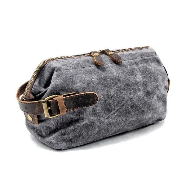 VIBE Canvas And Leather Men Toiletry Bag Size ONE SIZE - 1 Thumbnail