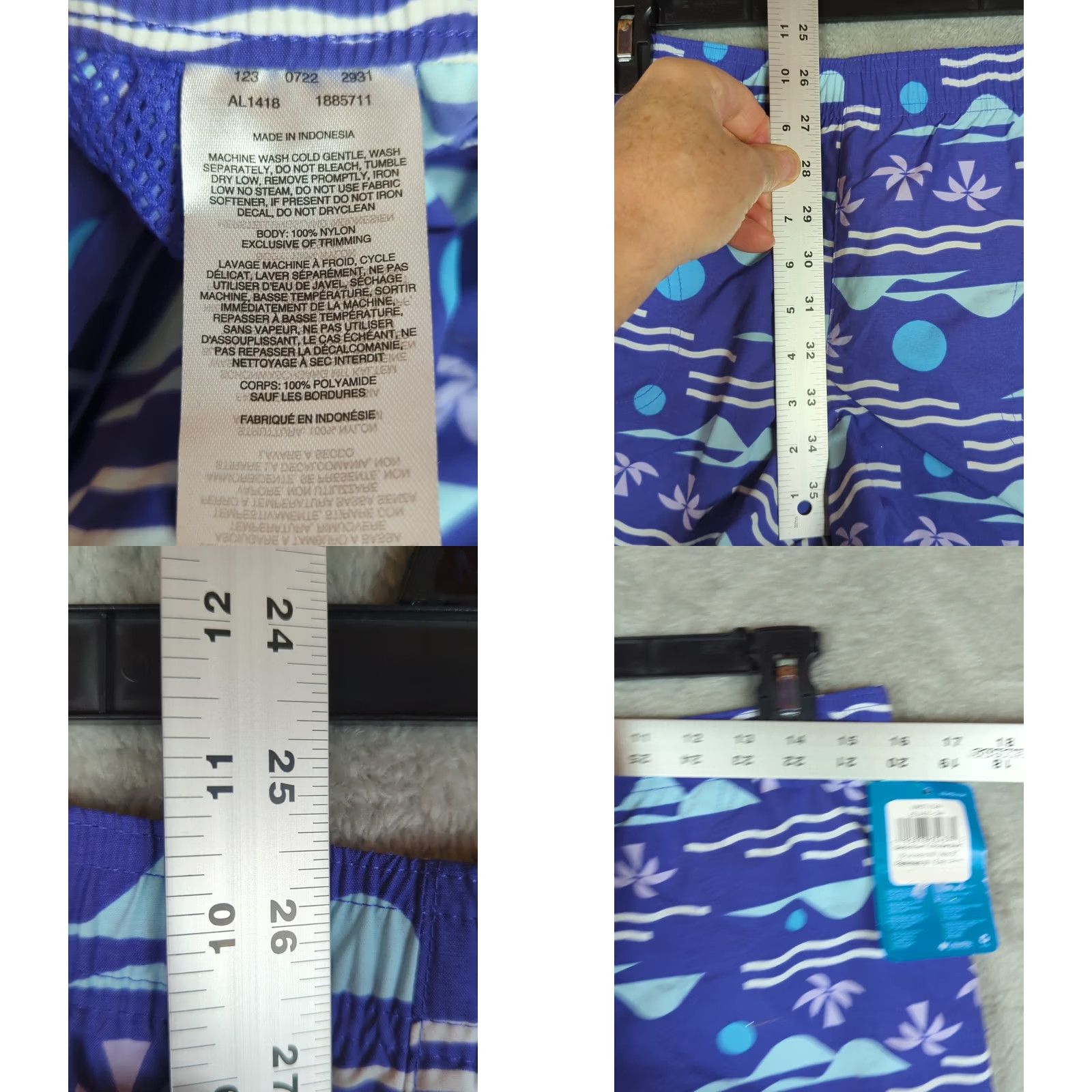 Vintage Columbia Shorts Sandy River II Printed Purple 3" Inseam Women's Medium Elastic Waist Slab Pocket Swin Outdoor Casual Travel Size 32" / US 10 / IT 46 - 9 Thumbnail