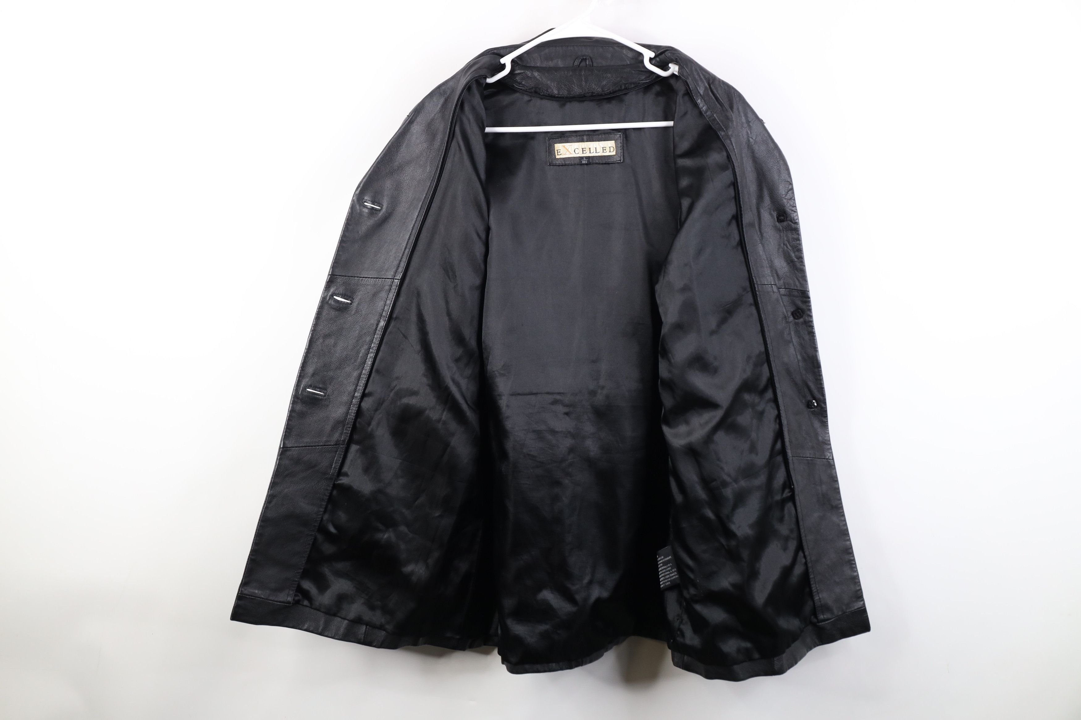Vintage Vintage 90s Streetwear Leather Button Jacket Coat Black Size L / US 10 / IT 46 - 9 Thumbnail