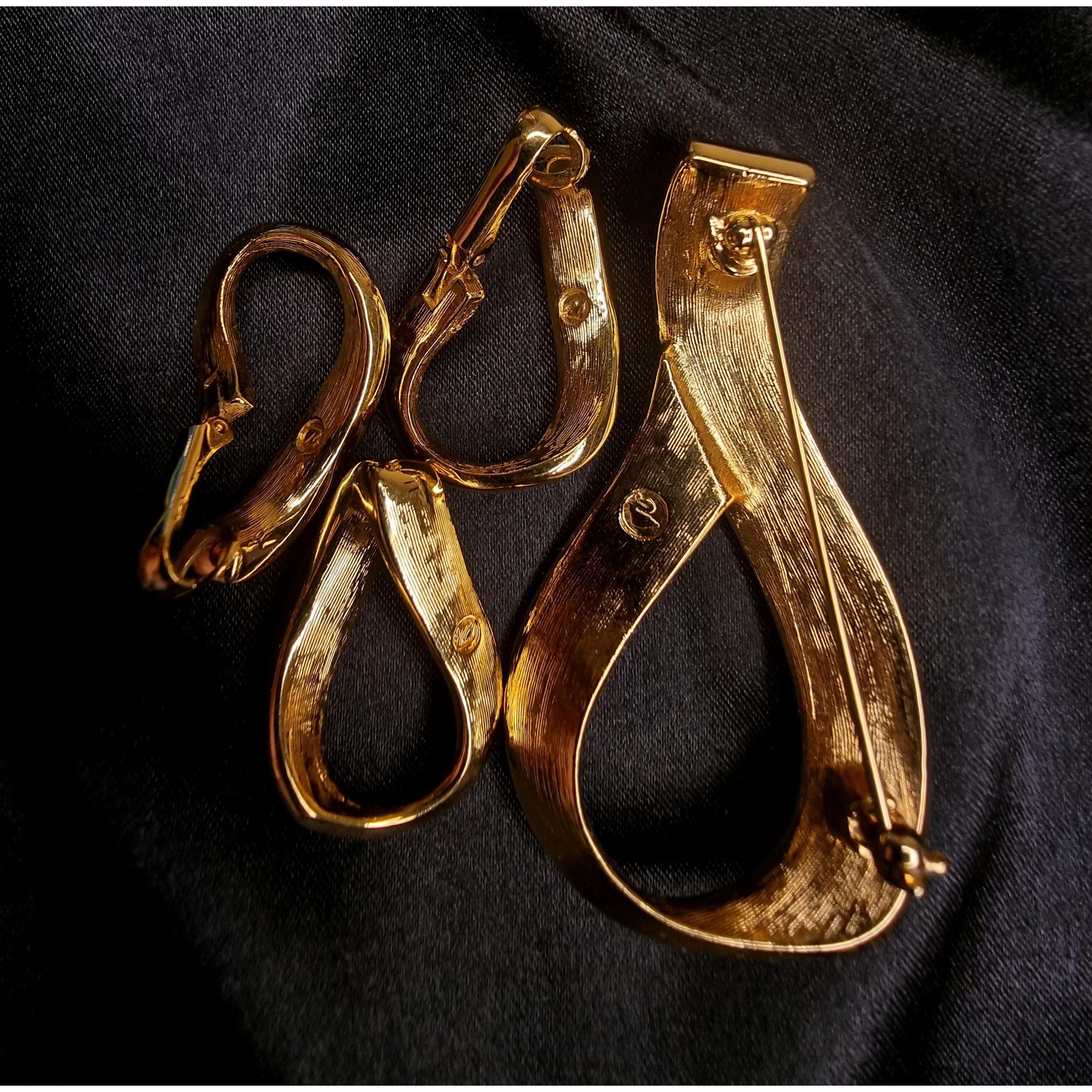Swarovski SWAROVSKI 90's Gold Crystal Vintage Brooch Earrings Pendant Size ONE SIZE - 5 Thumbnail