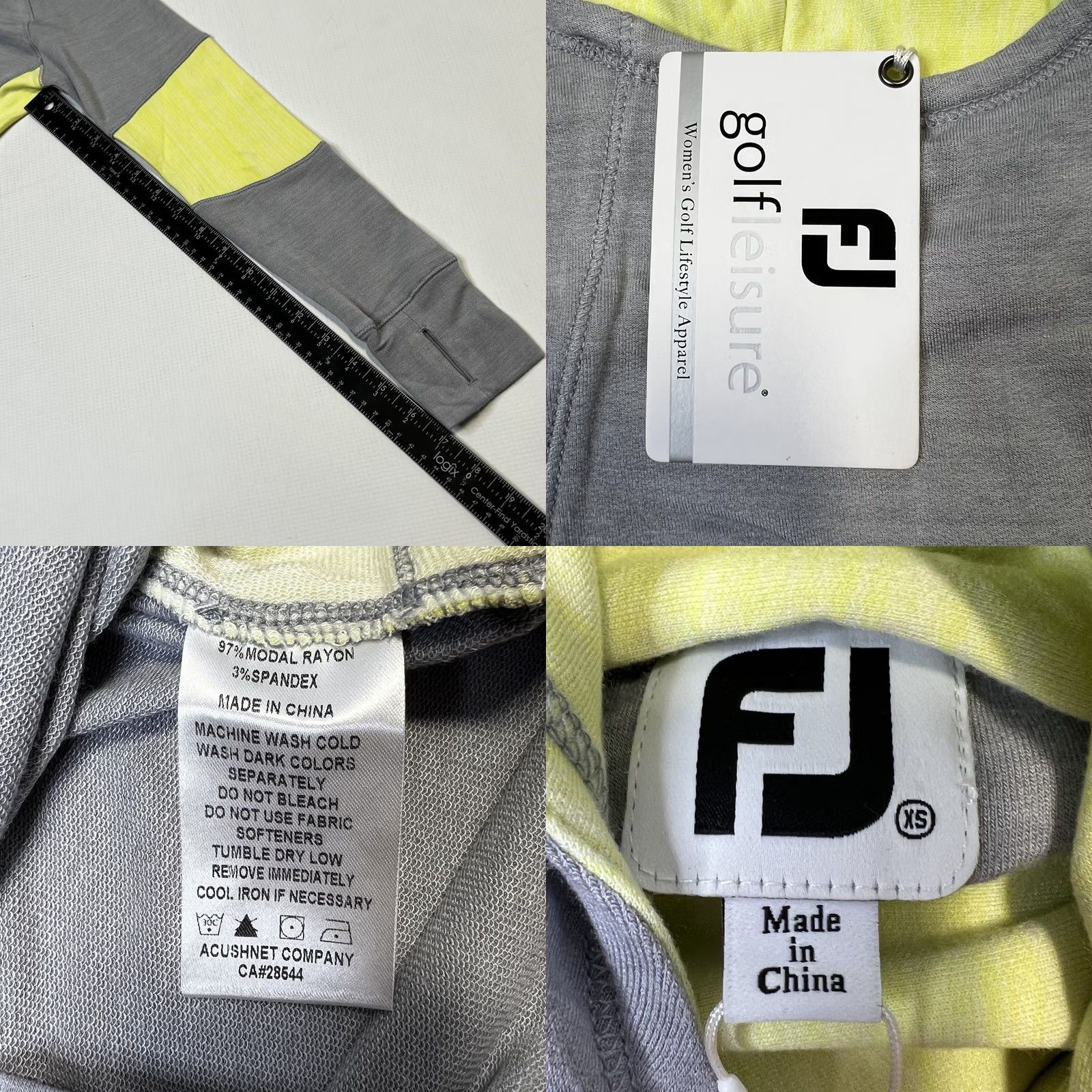 Footjoy FootJoy Womens Golf Hoodie Sweatshirt, Side Zip Pocket Size XS Gray Yellow NEW Size XS / US 0-2 / IT 36-38 - 8 Thumbnail