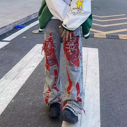 Japanese Brand Haruno x Kamon High Street Vintage Ripped Loose Jeans Size US 32 / EU 48 - 1 Thumbnail