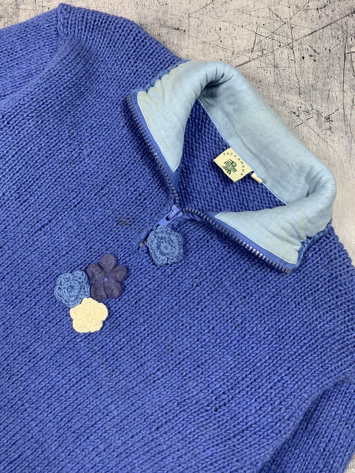 Handmade × Vintage Vintage Pachamama Handmade Hand-Knitted Daisy Sweater Size US L / EU 52-54 / 3 - 4 Thumbnail