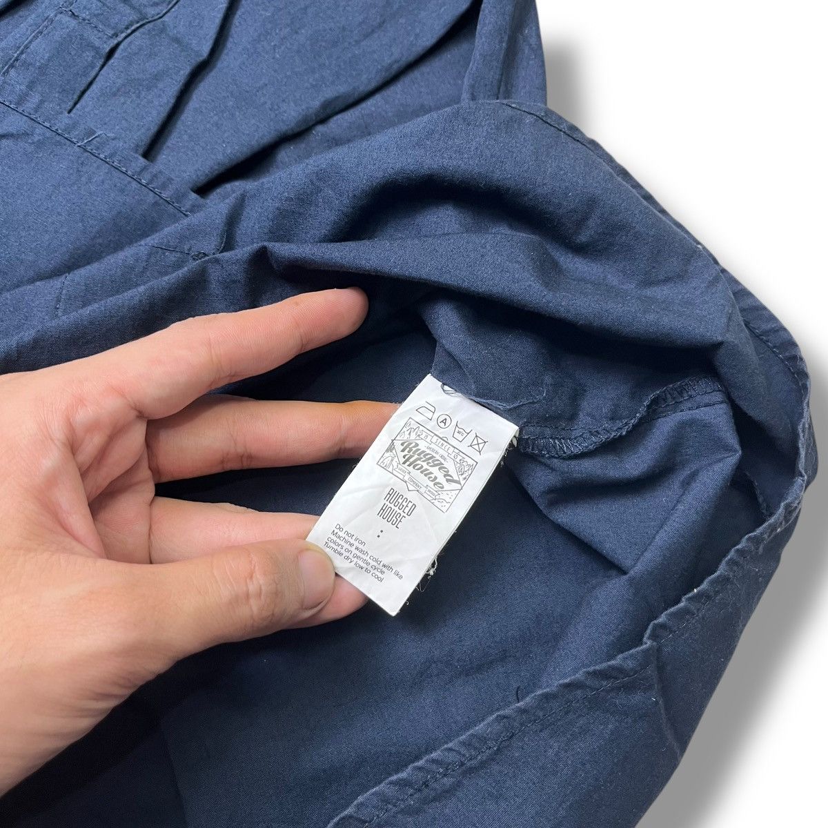 Kapital Rugged House Pullover Shirt | Navy Issey miyake vibes Size US XL / EU 56 / 4 - 8 Thumbnail