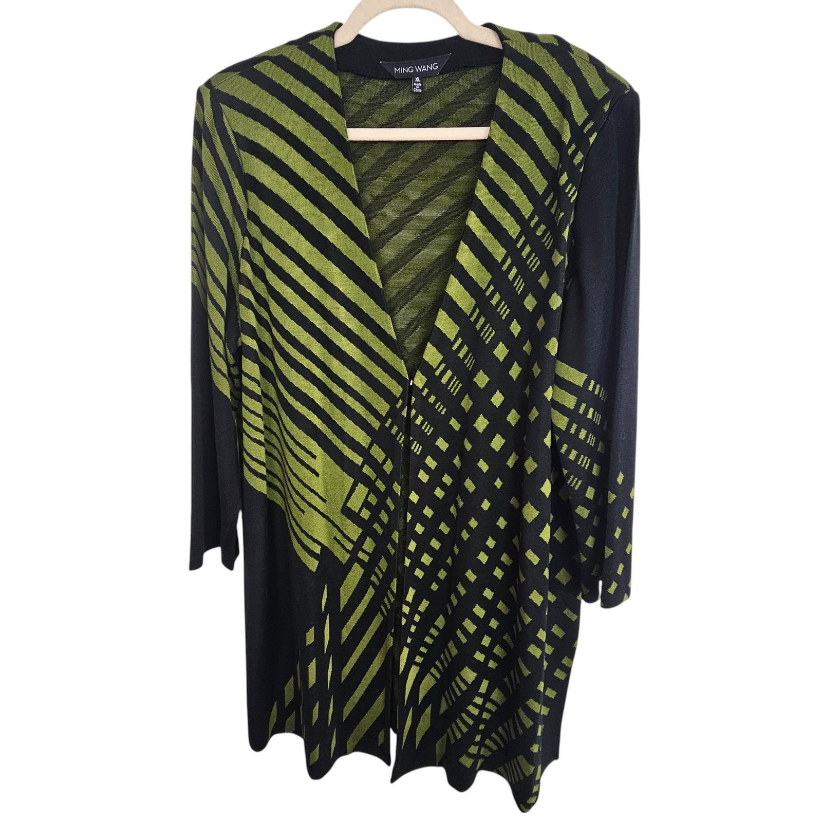 Alexander Wang Ming Wang Womens Knit Cardigan Geometric Artsy Sz XL Career Size XL / US 12-14 / IT 48-50 - 1 Thumbnail