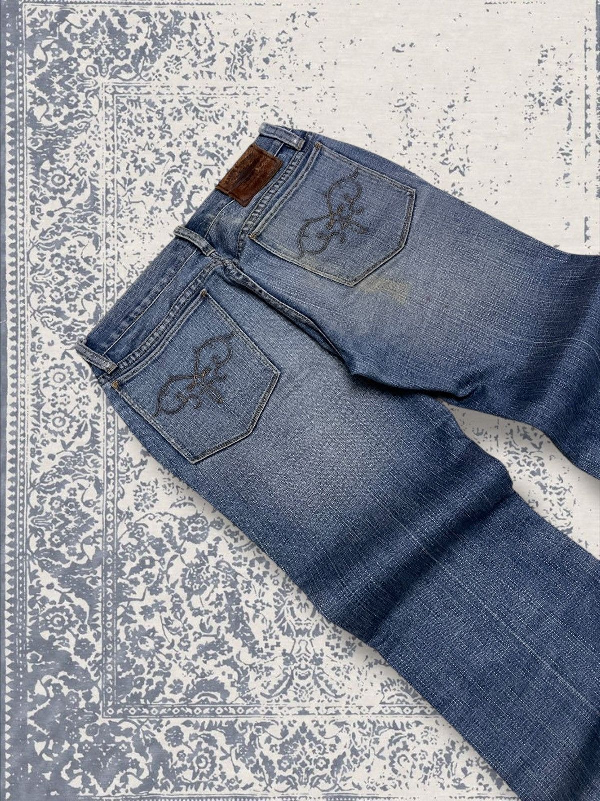 Designer × Polo Ralph Lauren × Vintage Vintage 90s Og Designer Ralph Lauren Flared Distressee Denim Size US 27 - 15 Thumbnail