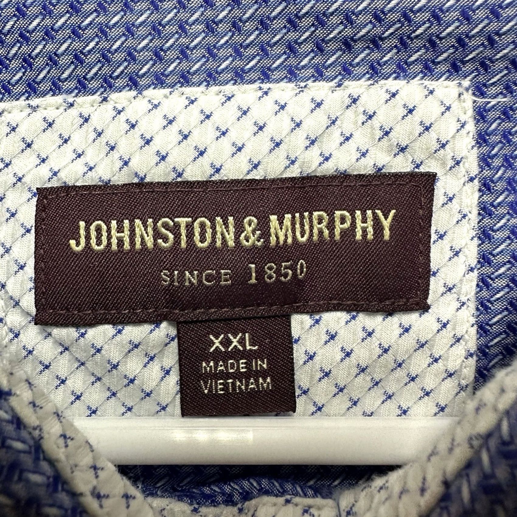 Johnston & Murphy Johnston & Murphy Shirt Geometric Button-Up Cotton Blue 2XL Mens Long Sleeve Regular Fit FSM Size US XXL / EU 58 / 5 - 5 Thumbnail