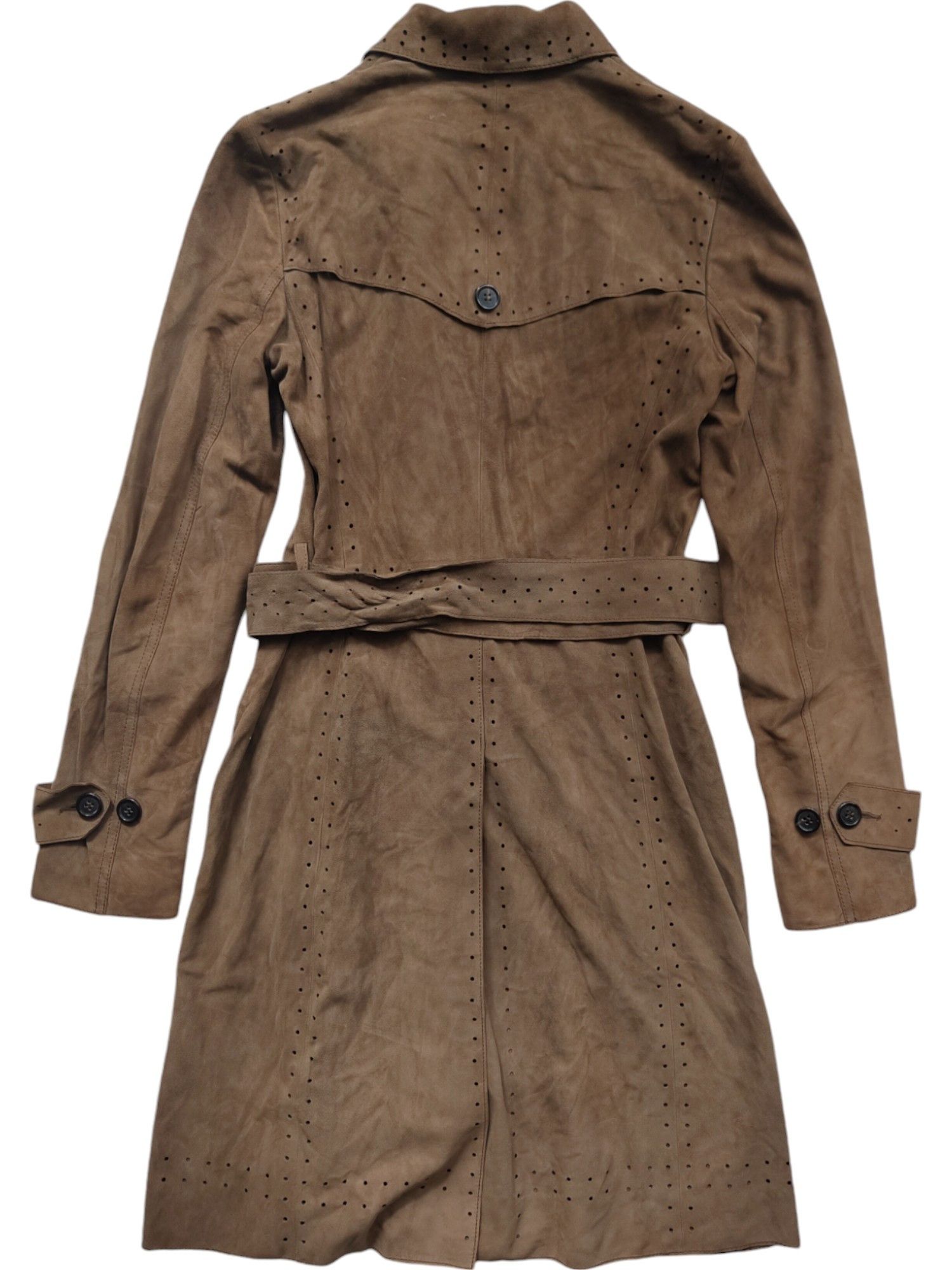 Theory Brown Lamb Suede Trenchcoat With Buttons And Belt Details Size M / US 6-8 / IT 42-44 - 2 Thumbnail