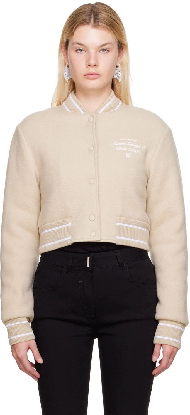 Givenchy o1srvl11e1224 Short Bomber Jacket in Beige Size M / US 6-8 / IT 42-44 - 4 Thumbnail