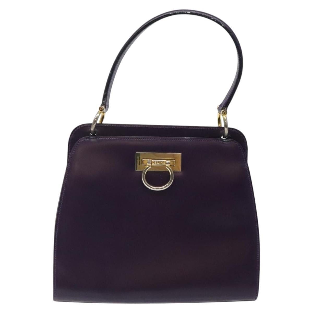Celine CELINE Hand Bag Leather Purple Gold Size ONE SIZE - 3 Thumbnail