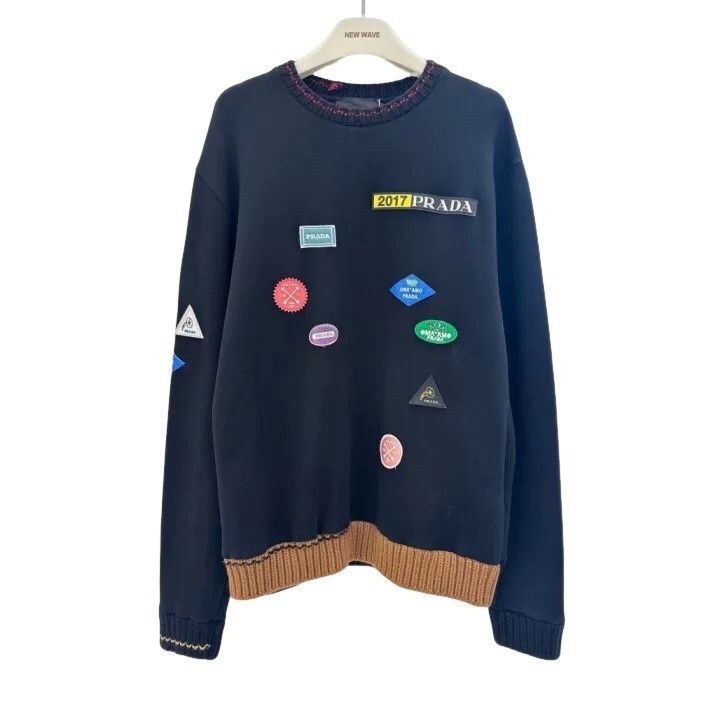 Prada Prada Multi-Badge Cotton Sweatshirt XL Size US XL / EU 56 / 4 - 1 Thumbnail