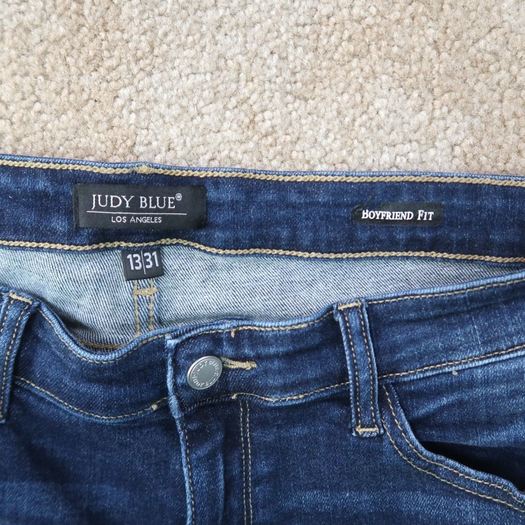 Denime Judy Blue Jeans Women's 13/31 Boyfriend Fit Denim Mid Rise Blue Stretch 5-Pocket Classic Cotton Blend Size 34" / US 12 / IT 48 - 3 Thumbnail