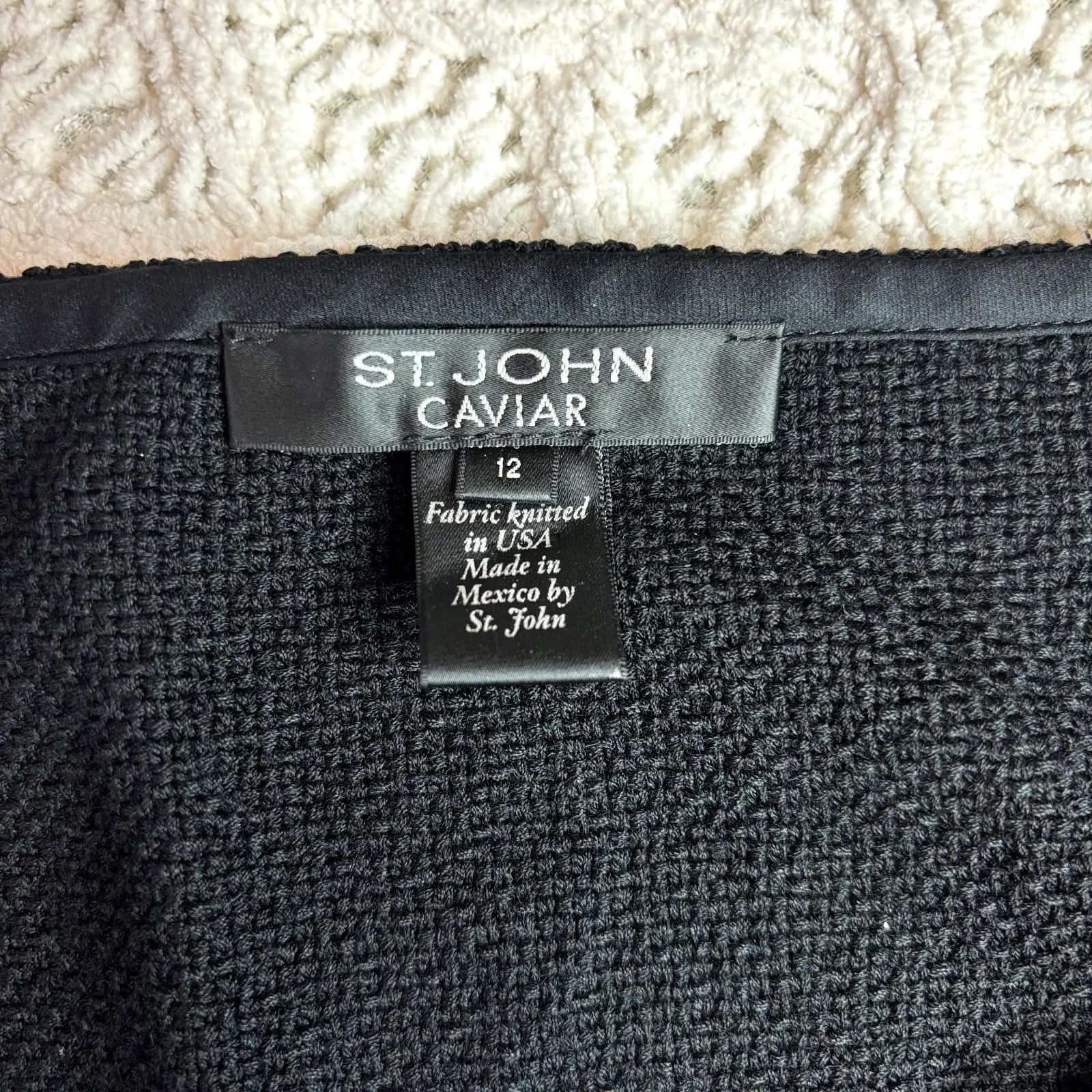 St. John St. John $795 Caviar Women's Textured Wool Blend Pencil Skir Size 34" / US 12 / IT 48 - 2 Thumbnail