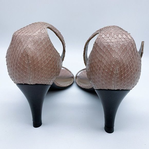 Gucci Gucci Snake Pattern Kitten Heel Ankle Strap Leather Sandal Size US 6 / IT 36 - 7 Thumbnail
