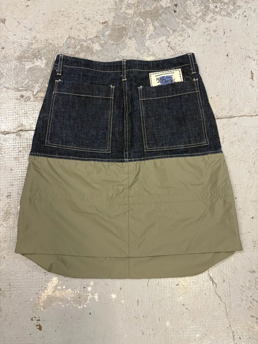 Marithe + Francois Girbaud × Vintage 2000s Marithé + François Girbaud Brut Denim Hybrid Olive Nylon Skirt Size 27" / US 4 / IT 40 - 2 Thumbnail