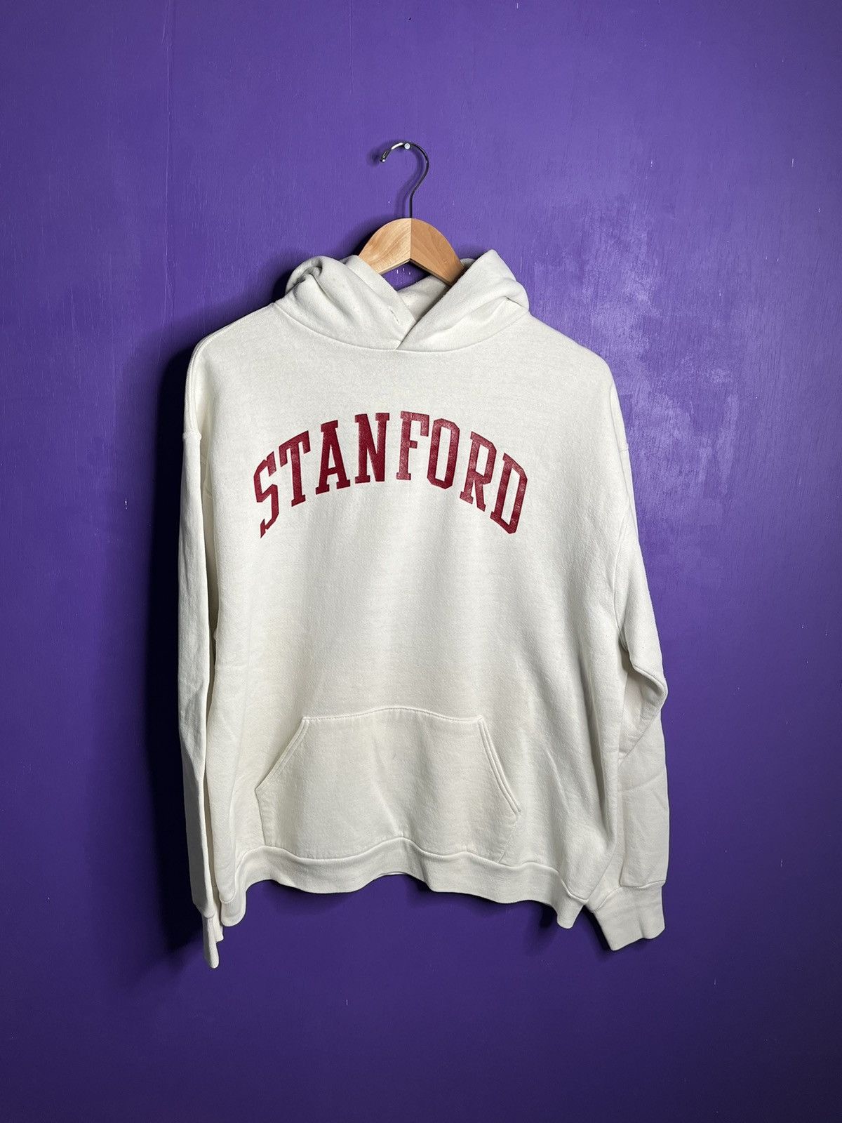 Vintage Vintage 90s Stanford spellout white hoodie Size US L / EU 52-54 / 3 - 1 Thumbnail
