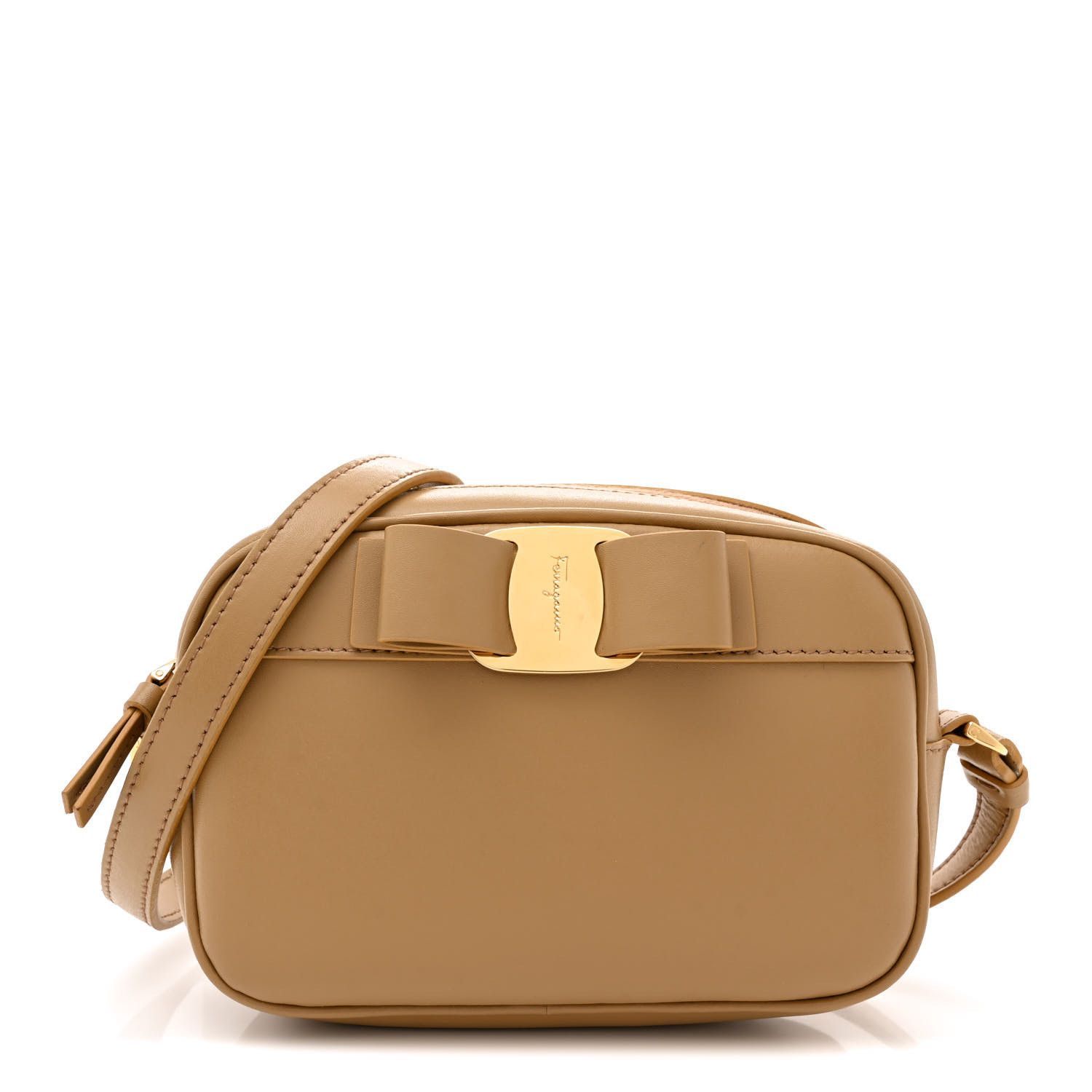 Salvatore Ferragamo o1s1rm1124 Size: OS / Vara Bow Leather Camera Bag in Camel Size ONE SIZE - 1 Thumbnail