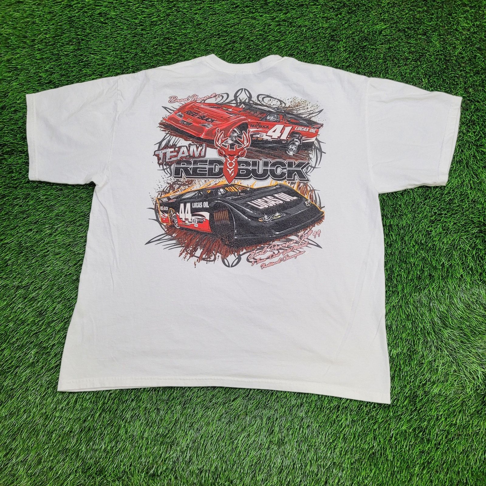 Vintage Vintage 90s Red-Buck Dirt Track Racing Shirt XL 24x27 Whtie Size US XL / EU 56 / 4 - 2 Thumbnail